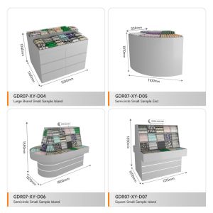 Retail Shop Furniture Grey Wooden Sample Island For Space-Saving Store Showcase