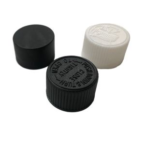 Child-Resistant Ribbed Embossed Continuous Thread Lid Screw Cap Non-Spill PP