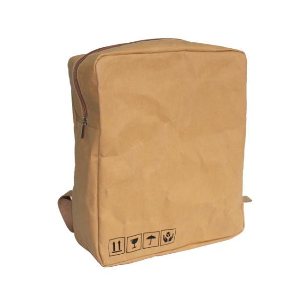 Buy Carrying Washable Paper Backpack Simple Design Brown Kraft Paper Backpack at wholesale prices