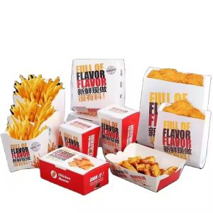 Customized Disposable Burger Box with Fries Sustainable Takeaway Sandwich