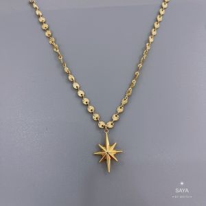 Hexagram Pendant Flower Chain Necklace Couples Stainless Steel Fashion Jewelry