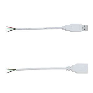 Custom 1m 2m 3m White USB A Male to Open End Tinned Wire Breakout Extension