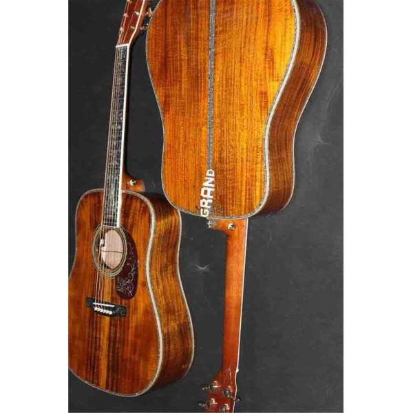 AAAA all solid koa wood guitar dreadnought body solid koa acoustic electric guitar abalone binding ebony fingerboard EMS