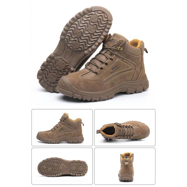 Steel Toe Comfortable Safety Shoes Mens Brown Work Boots With Kevlar Plate