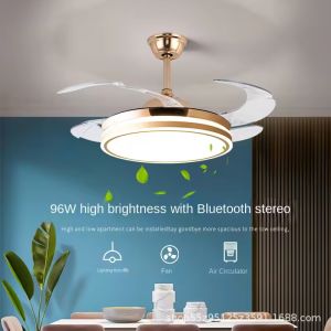 Factory 2025 Modern LED Ceiling Fan Light for Home and Restaurant Bluetooth Mute
