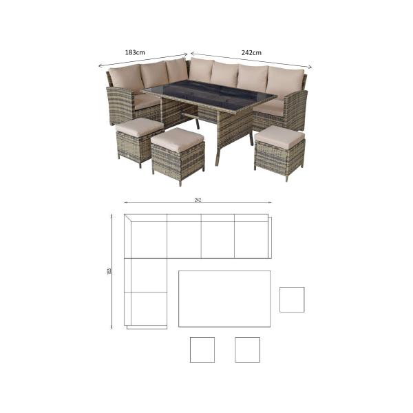 Leisure Outdoor AJUNION 9 Seating PE Rattan Garden Dining Furniture Set with Cushions