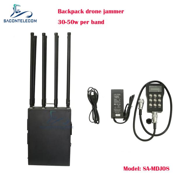 8 Bands 400w Power Man pack Drone Signal Jammer metal case Backpack UAV drone