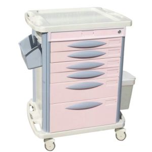 Five Drawers Anesthesia Medical Trolleys With Aluminum Columns