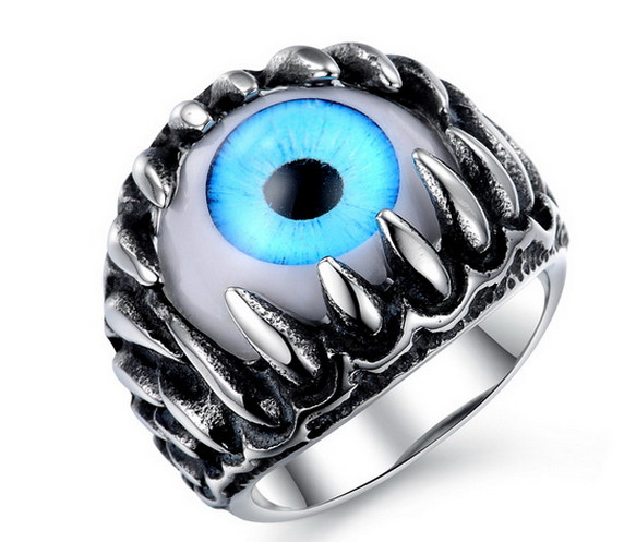 Buy Domineering personality exaggerated eye paragraph titanium steel casting ring at wholesale prices
