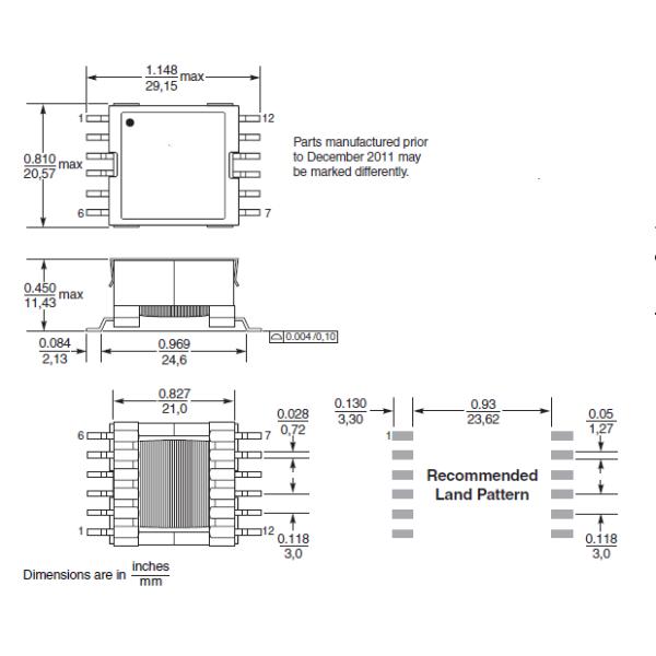 SMD transformer A9967-AL_ for isolated converters and isolated power supplies