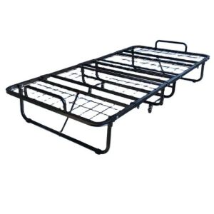 China Home or Hotel Bedroom Foldable Iron Bed Frame with Mattress Modern Metal Rollaway on sale