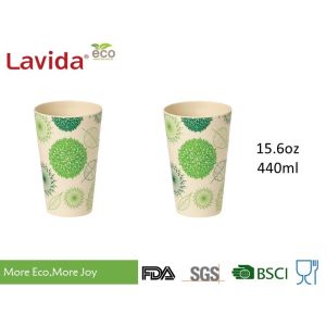 China Round Shape 15.6oz Bamboo Eco Mug Customized Printing High Temperature Tolerance on sale