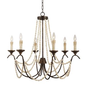 French iron chandelier with Wooden Bead Chains for Dining room Restaurant (WH-CI