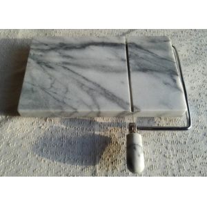 Quality 5&quot; Marble Cheese Slicer , Marble Cheese Board Cutter Anti Slip White With Vein for sale