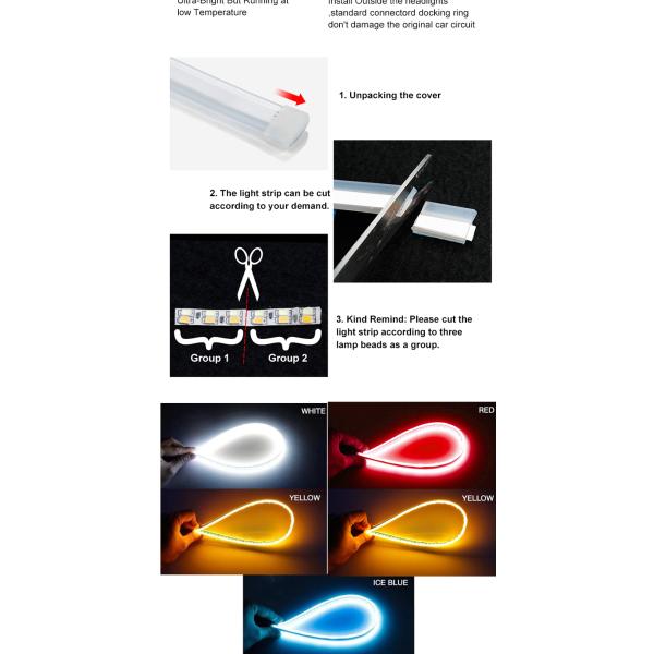 30cm 45cm 60cm Drl Led Daytime Running Light Car Neon EL Wire Ambient