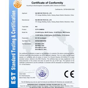KAI WEI SHI TECH CO., LTD Certifications