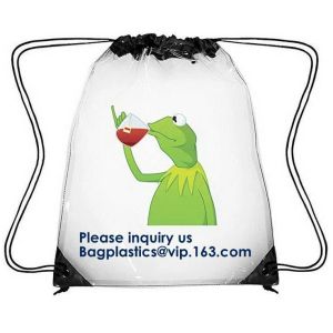 Custom Made PVC Transparent Drawstring Bag For Sports Cloth,Sport Promotional Clear Pvc Beach Shoe Bag Clear Drawstring