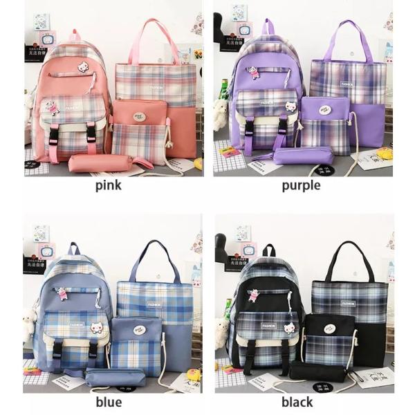 Purple Women Backpack Set Waterproof Aesthetic Backpack Set For Girls Students