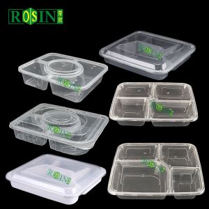 Customized Disposable Meal Box 5 Compartments With Round Soup Bowl