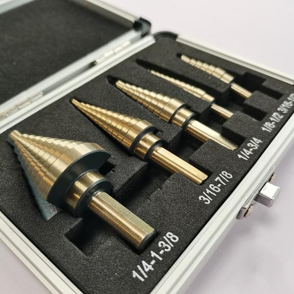 Buy 5pcs HSS Titanium Step Cone Taper Triangle Shank Drill Bit at wholesale prices