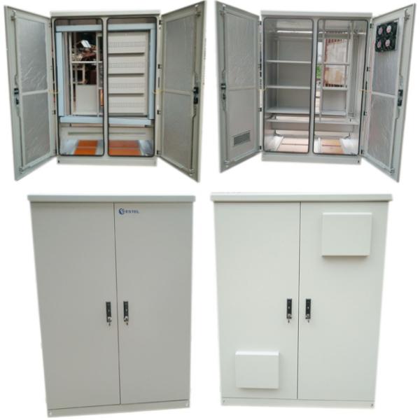 Anticorrosive Aluminum Two Bay Outdoor Telecom Cabinet 19 Inch Rack Enclosures
