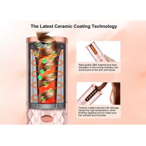 Usb Auto Rotating Hair Curler , 110-240V Cordless Rotating Curling Iron