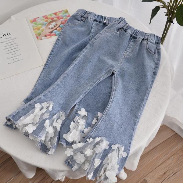 Buy Anti Pilling Children'S Casual Trousers Breathable High Waisted Flared Jeans OEM at wholesale prices