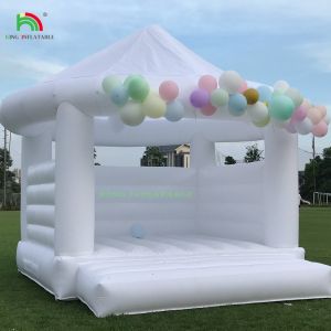 Custom Wedding Party Inflatable Bouncer White Bouncy House Jumping Castle