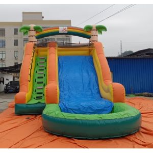0.55mm PVC Commercial Inflatable Water Slides Palm Trees