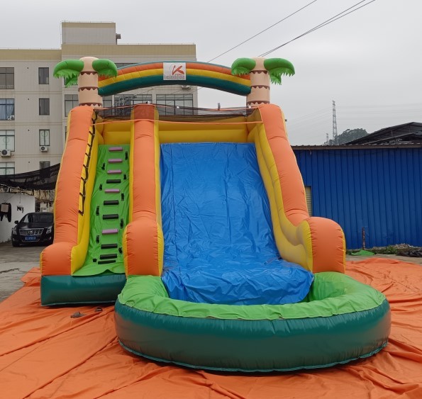 Buy 0.55mm PVC Commercial Inflatable Water Slides Palm Trees at wholesale prices