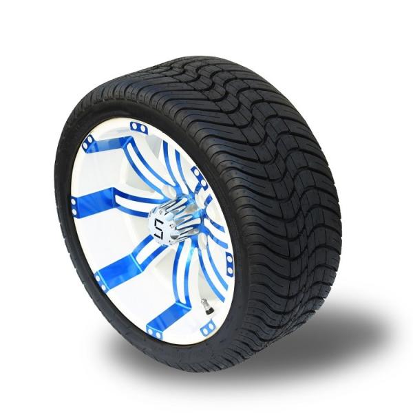 Buy 14'' Blue/Glossy White Wheels And 225/30-14 Tires Assembly Electrophoresis Paint at wholesale prices