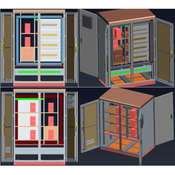 Anticorrosive Aluminum Two Bay Outdoor Telecom Cabinet 19 Inch Rack Enclosures