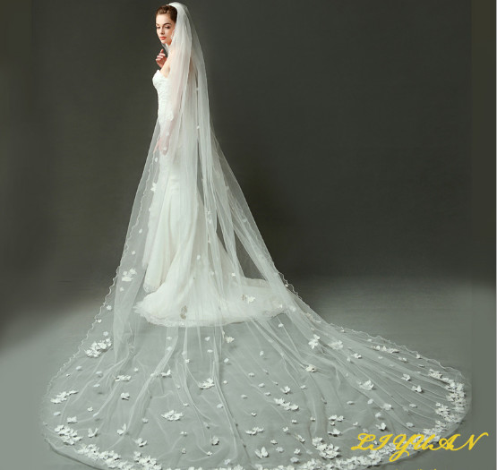 2018 New Korean Bride Long, 3M White Veil, Wedding Accessories, Bridal Accessories Wedding veil wholesale custom