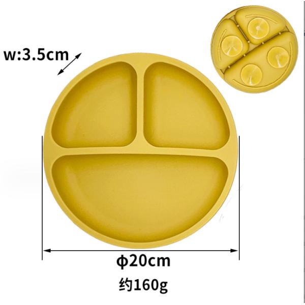 BPA Free Silicone Non-Slip Baby Dinner Plate with Suction Cup and Food Grade Material