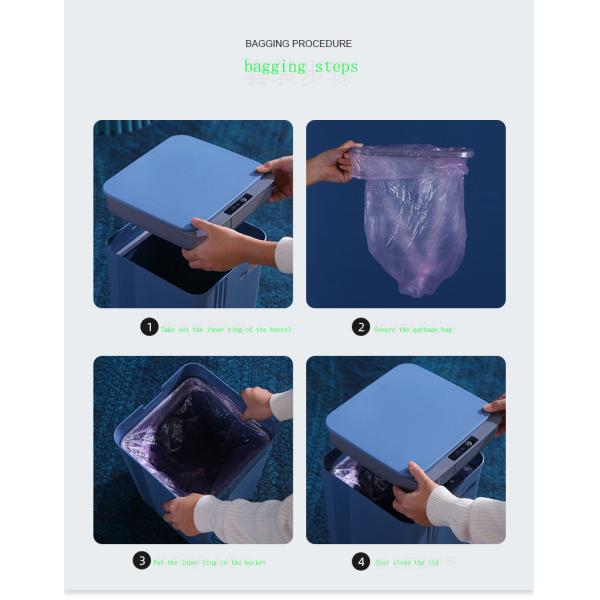 Large Color Automatic Induction Smart Plastic Trash Can for Household Kitchen with Lid