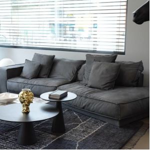 Fabric Leather Corner Sofa Recliner Chesterfield 0.61m Luxury Living Room