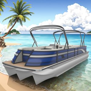 Blue White Panel Pontoon Boat with Four Side Sofa Seating for 18-22 People Luxury Leisure and Party Use