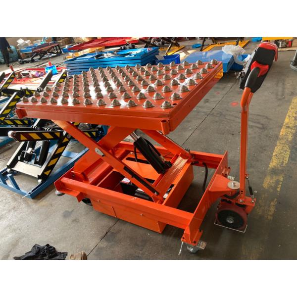 Scissor Automatic Braking Mobile Lift Tables 500kg With Integrated Pop Up Ball Transfer
