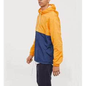 Waterproof 100% Polyester Fiber Lightweight Windbreaker Jacket Pullover Hooded