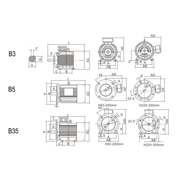 IE3 Series 0.16HP-430HP Premium Efficiency Three Phase Asynchronous Motor Электродвигатель