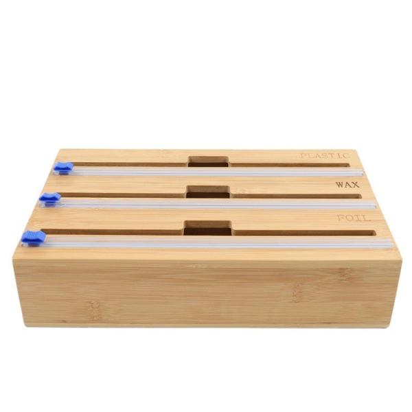 Rectangle Wall Mount 3 In 1 Kitchen Wrap Dispenser Bamboo Aluminum Foil Magnetic