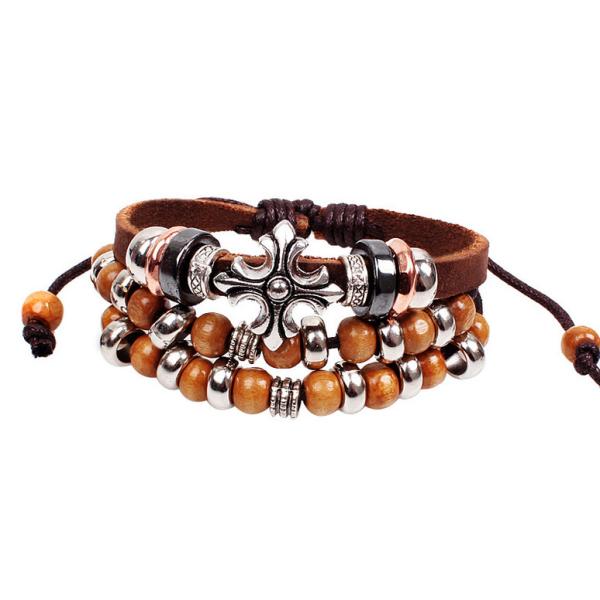 New fashion jewelry leather woven bracelet beaded jewelry bohemian retro