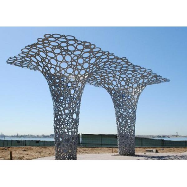 Urban Landscape Stainless Steel Sculpture Outside Metal Tree Sculpture Matt