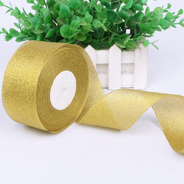 The color green belt tape for decorate Flowers PET material golden and silver silk ribbon