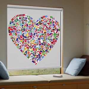 Love Heart 3D Printed Roller Blinds , Moisture Resistant Blackout Blinds