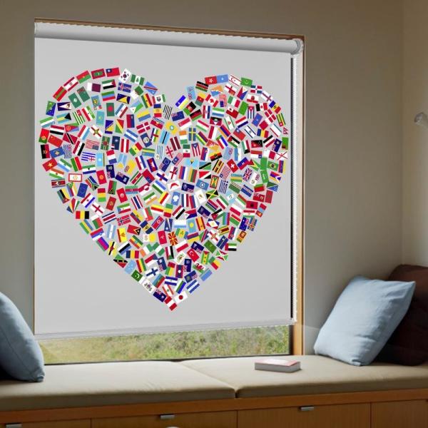 Buy Love Heart 3D Printed Roller Blinds , Moisture Resistant Blackout Blinds at wholesale prices