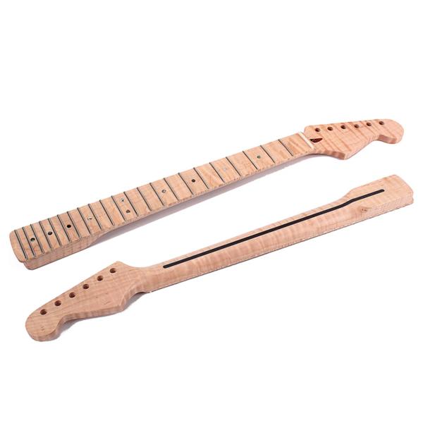 Buy 22 Frets Stratocaster Maple Neck Replacement With Abalone Shell Dot Inlay Tiger Flame at wholesale prices