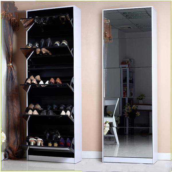 Buy 40 Pairs 15mm MDF Wood 185cm Mirrored Shoe Cabinet at wholesale prices