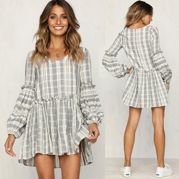 Buy Women Clothing 2018 Long Sleeve Cotton Summer Casual Dresses at wholesale prices