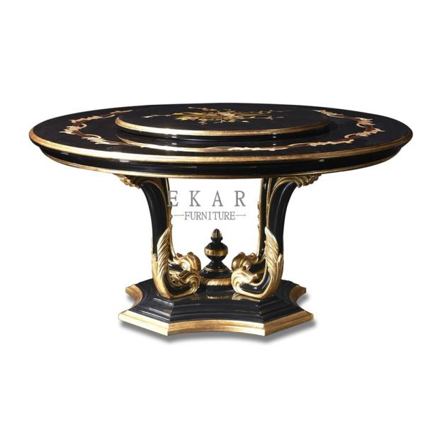 Italian Luxury Round Dining Table With Rotating Centre